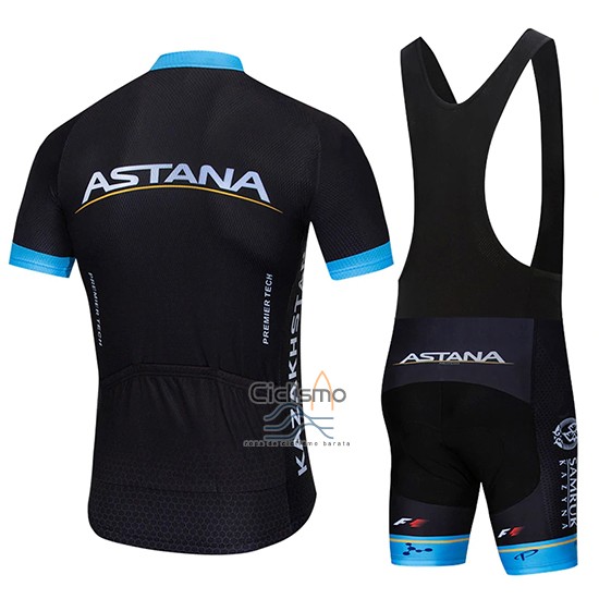Astana Ropa Ciclismo Culotte Corto 2019 Mangas Cortas Negro Azul